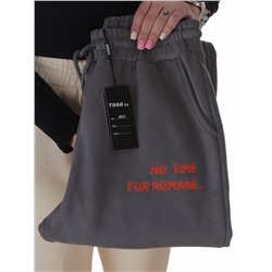 2621 GRAY Штаны спортивные утепленные женские (85% хлопок, 10% полиэстер, 5% спандекс)