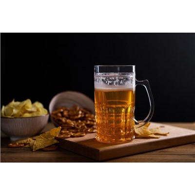 Пивная кружка, 450 мл, охлаждающая, пластик, прозрачная