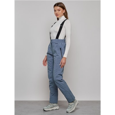 Полукомбинезон утепленный женский зимний горнолыжный серого цвета 1333Sr