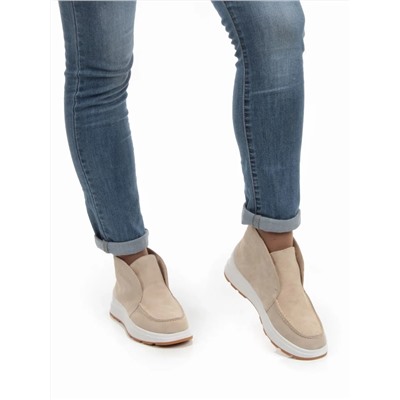 01-5280-10 LT. BEIGE Ботинки демисезонные женские (натуральная замша, байка)