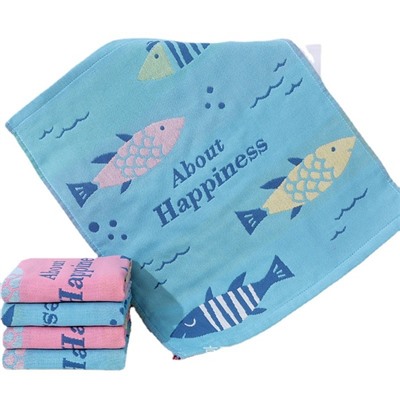 Zhiyang towel New Happy Fish Gauze Square Scarf Korea Soft absorbent kitchen hand towel factory price wholesale