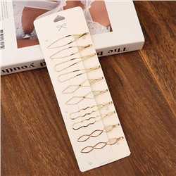 Набор заколок-невидимок для волос 10 шт. металлические. Цвет: Золото