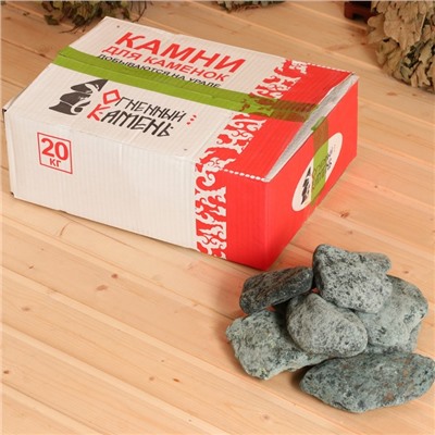 Камень для бани "Дунит" галтованный, коробка 20 кг, фракция 70-120 мм, мытый