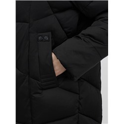 Пальто зимнее утепленное с капюшоном женское черного цвета 7702Ch