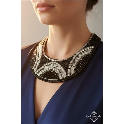 Колье-воротник текстильное с хрусталиками П4/07