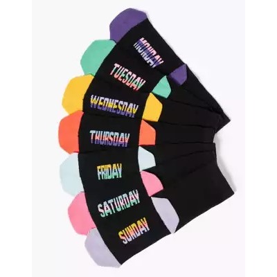 7pk Cotton Days of the Week Socks