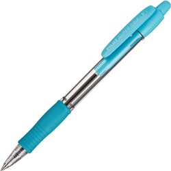 Ручка шариковая автоматическая PILOT Super Grip, резиновый упор, 0.7 мм, масляная основа, стержень синий, корпус голубой