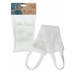 Мочалка для тела "Banika"Массажная длинная с ручками", белая, полиэстер, 46х10см