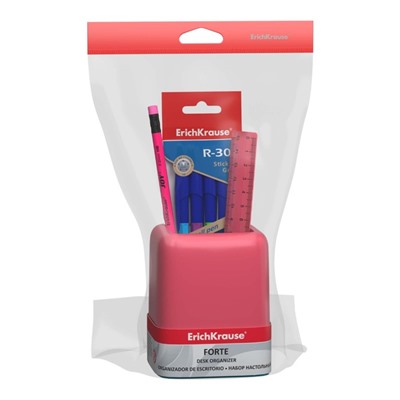 Набор настольный ErichKrause Forte Bubble Gum, 6 предметов, розовый с голубой вставкой