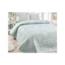 1 сп. Стеганое Покрывало Двустороннее 160x220 см. с Наволочкой 50x70 см. Kraliçe Mint