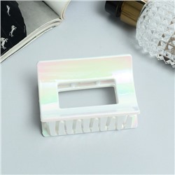 Крабик для волос «Лунара», прямой широкий, 7.5 см, белый