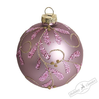 Шар "Пальметта" лунно-розовый матовый (стекло) 8 см