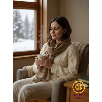 Шарф теплый женский кашемировый Арт 2581Ш/11 (коричневый текстурный)