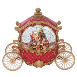 GAEM Изделие декоративное "Дед Мороз в карете" (подсвет, вьюга, 3хААА н/п +USB), L26 W11 H22 см