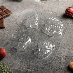 Форма для шоколада и конфет новогодняя «Домики Гномики», 4 ячейки 8.5×5 см, пластик, прозрачная