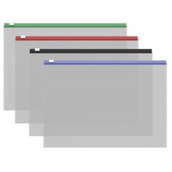 Папка на гибкой молнии B5 289х214 мм ZIP Fizzy Clear c цветной молнией 50327 ErichKrause