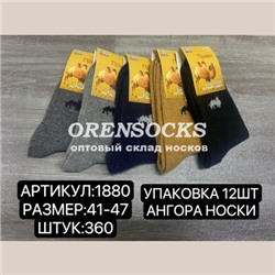 ТЕРМО-НОСКИ МУЖСКИЕ ШЕРСТЬ, НЕ МАХРОВЫЕ ФИРМЫ ПРИВЕТ 1880 Количество пар в упаковке:  12