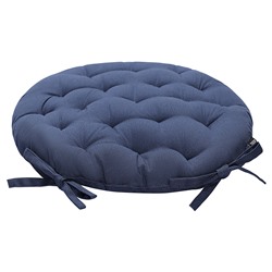 Подушка на стул круглая из хлопка темно-синего цвета из коллекции Essential, 35 см