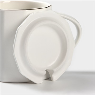 Кружка с ложкой Simple, 350 мл, керамика, белая