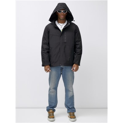 Куртка спортивная мужская зимняя большого размера черного цвета 66613Ch