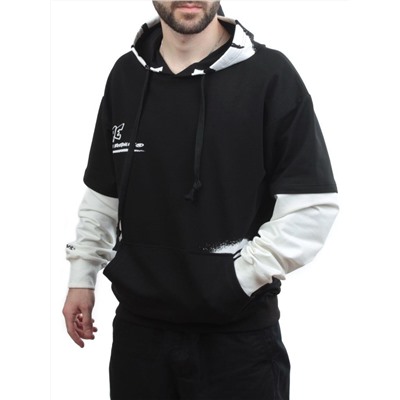 2702 BLACK/WHITE Толстовка мужская (75% хлопок, 20% полиэстер, 5% спандекс)