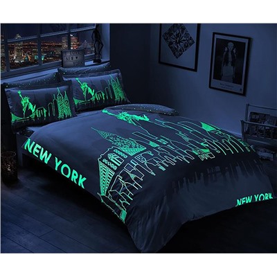 2-сп ЕВРО Постельное Бельё Сатин Glow Saten New York Gri TAC