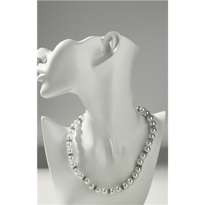Бусы «Невеста» с жемчугом, шар №10, белые, со, стразами, 40 см