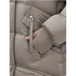 Куртка зимняя женская с мехом и капюшоном тренд светло-коричневого цвета 7737SK