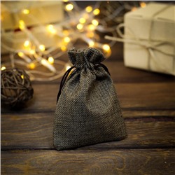 Холщовый мешочек для украшений, подарков и трав, текстиль «Эко», чёрный, 10×14 см