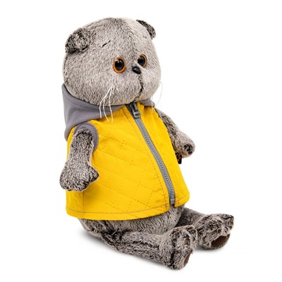 Мягкая игрушка «Басик» в желтой жилетке с серым капюшоном, 22 см