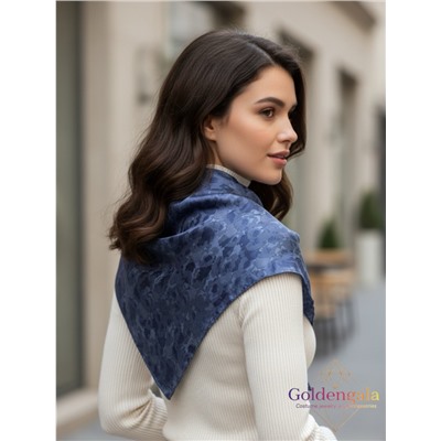 Платок однотонный из натурального шелка синий Арт В1051/02