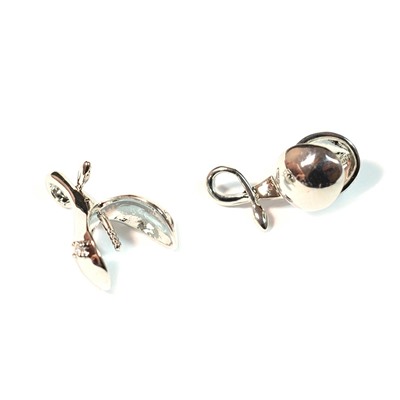 Держатель для бусины 11*15мм с фианитом, серебристый