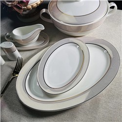 145-506 Овальное блюдо 23см ЗОЛОТАЯ СИМФОНИЯ в под.уп.(х30)Костяной фарфор