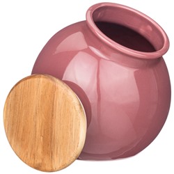 БАНКА С ДЕРЕВЯННОЙ КРЫШКОЙ BRONCO "FUSION" 16,5*14,5*15 СМ БРУСНИЧНАЯ 1250МЛ (КОР=24ШТ.)