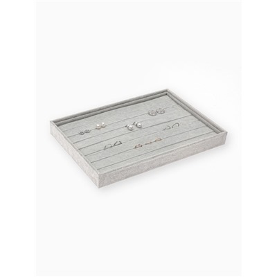 Подставка для колец 7 полос QF, флок, 35×24×3 см, серая