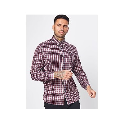 Navy Gingham Check Long Sleeve Shirt