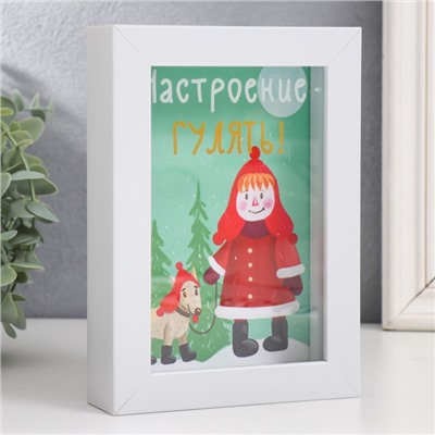 Интерьерная копилка для купюр и монет «Малышка с пёсиком. Настроение - гулять!», пластик, 17×12×3.8 см