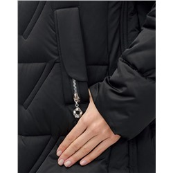 Куртка зимняя женская классическая с капюшоном черного цвета 7671Ch