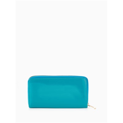 Кошелёк женский на молнии, 20×2×10 см, лаковый, бирюзовый