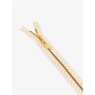 Молния металлическая, №3, неразъёмная, замок автомат, 30 см, бежевая