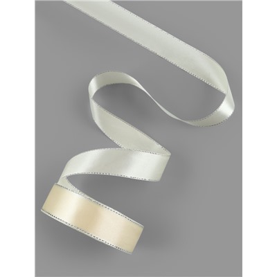 Лента атласная, с серебряным люрексом, 25 мм, 23±1 м, светло-бежевая №08