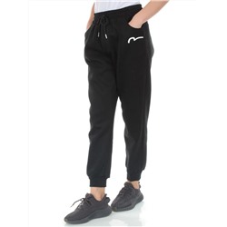 M029 BLACK Брюки спортивные утепленные женские (85% хлопок, 10% полиэстер, 5% спандекс)