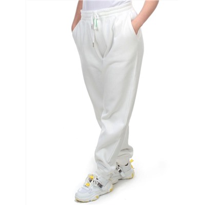 M061 WHITE Брюки спортивные женские на флисе (100% хлопок) 7986