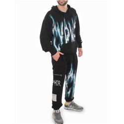 2627/7350 BLACK/BLUE Костюм спортивный мужской (75% хлопок, 20% полиэстер, 5% спандекс)