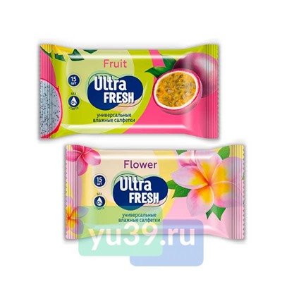 Салфетки влажные Ultra Fresh & Flower Fruit, 15 шт.