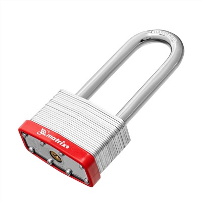 Замок навесной, 65 мм, удлиненная дужка Matrix