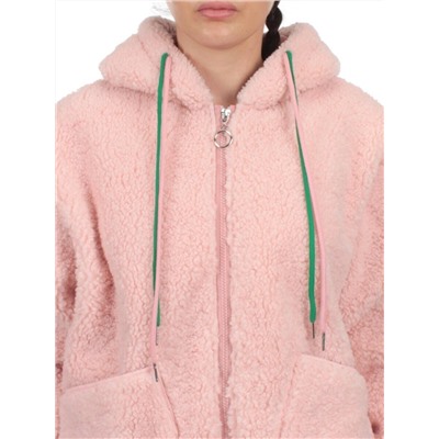 1003 PINK Куртка плюшевая демисезонная (65% хлопок, 35% полиэстер) оверсайз 44-54