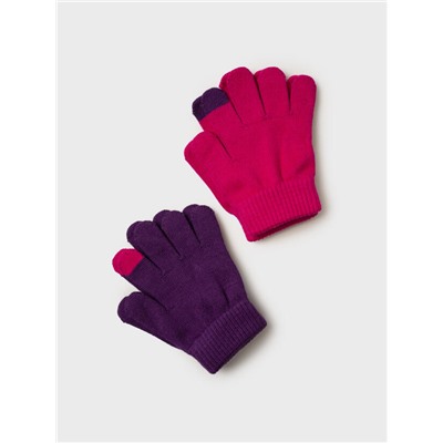 Перчатки для девочки, 2 пары в комплекте