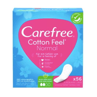 Carefree Slipeinlage Cotton Aloe Normal 56 St, Карефри Прокладки ежедневные Нормал с алоэ, 56шт, 2 упаковки (112 шт)