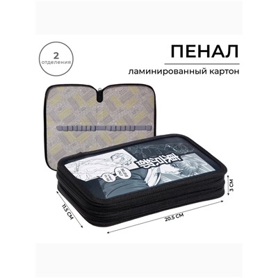 Пенал 2 секции, 125 х 205 х 40 мм, Calligrata 30П26/2 "Аниме принт", ламинированный картон